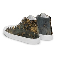 Image 13 of Tattered Look Goth Inspired Black, Gray and Gold Women’s high top canvas shoes