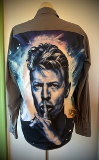 Image 1 of Upcycled “David Bowie/Shhh…” l/s dress shirt