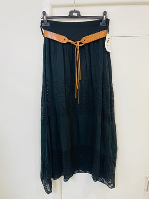 Image of BoHo Lace Maxi Skirt With Belt