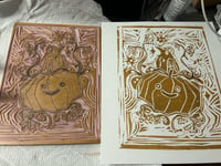 Image 2 of PUMPKIN + CROW LINOCUT PRINTS 