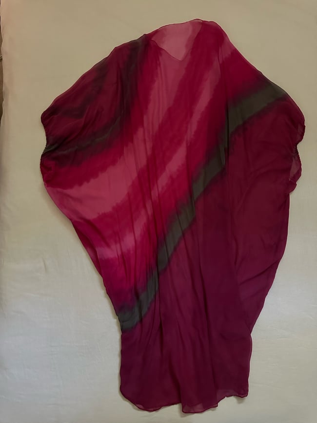 late 1960s tissue silk hand dyed art caftan