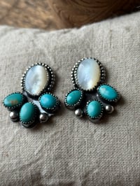 Image 3 of  Turquoise + Pearl Studs