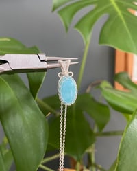 Image 1 of Silver  Larimar Oval Crystal Necklace 