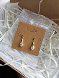 Image 1 of Pastel Green Freshwater Pearl Studs