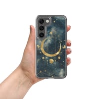 Image 7 of Blue and Gold Celestial Moons Design Clear Case for Samsung®