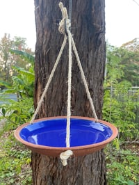 Image 3 of Large Blue glazed bird bath/feeder
