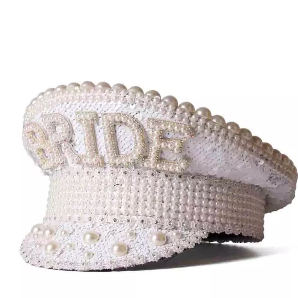 Image of Bride Captain Hat In White Pearl