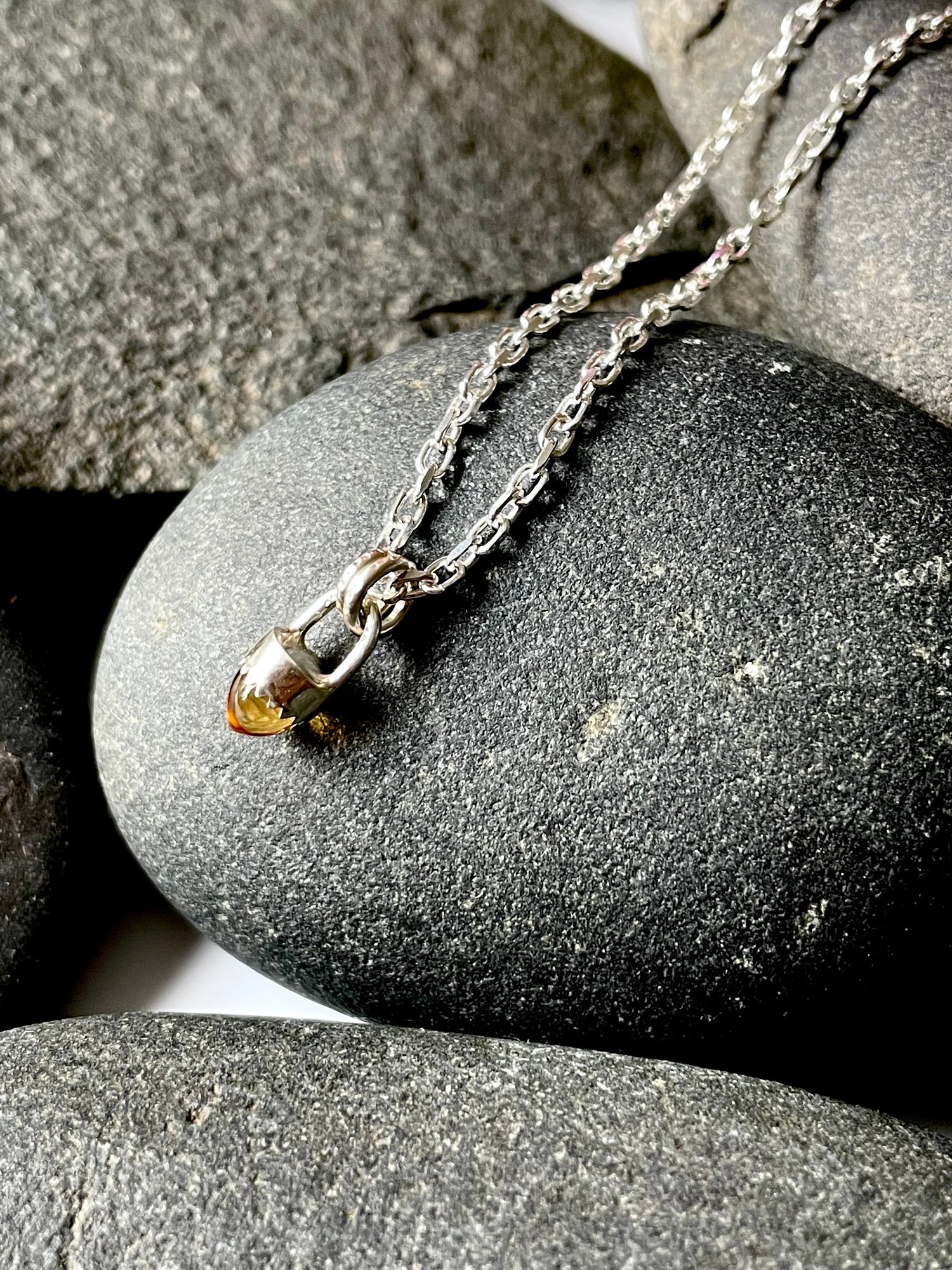 Image of Handmade Sterling Silver Citrine Bullet Point Pendant