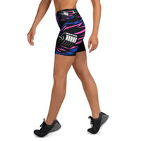 Image 3 of BOSSFITTED Black Neon Pink and Blue Yoga Shorts