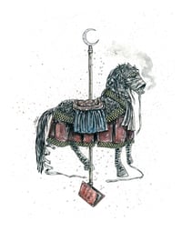 Image 4 of Set 5 - Carousel of Nightmares - Frankenstein  / Bride / Invisible Man Horse 9x7 Signed Art Prints