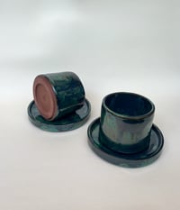Image 1 of Tank Cup & Saucer - Dark Green Speckle