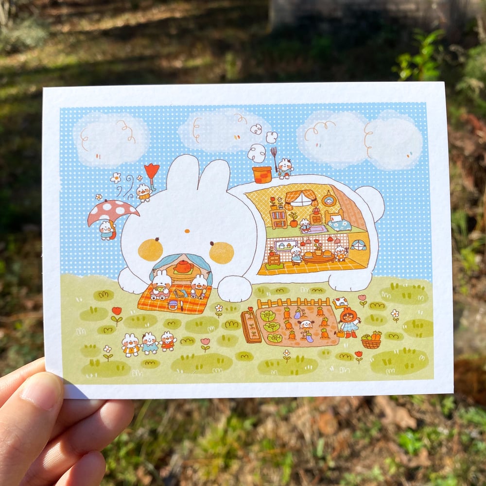 Cozy Bunny House - Postcard