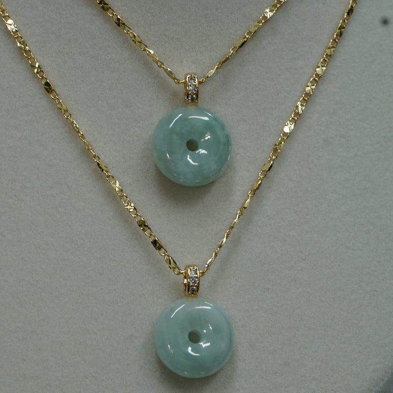 cz bail jade donut necklace Image 2