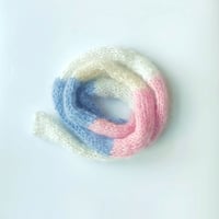 Image 3 of Skinny Scarf Cream, Pastel Blue and Light Pink