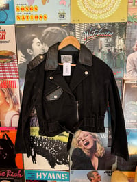 Image 1 of Jordache Cropped Leather & Denim Jacket Medium