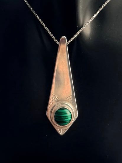 Image of Malachite 'Cab' Art Deco Pendant