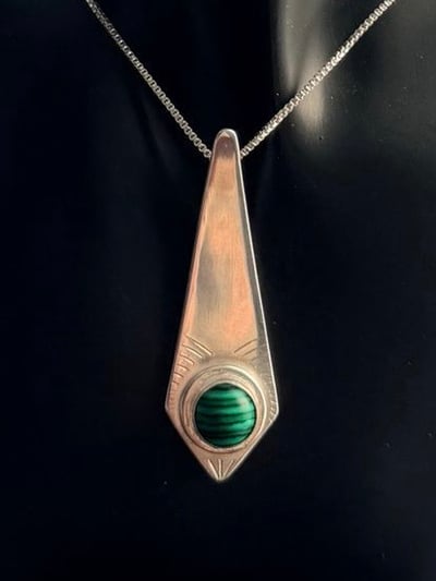 Image of Malachite 'Cab' Art Deco Pendant