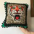 Green Velvet Tiger Pom Pom Cushion Cover Image 11