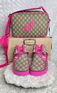 Image 2 of Pink Gorg girl crocs w/ matching crossbody
