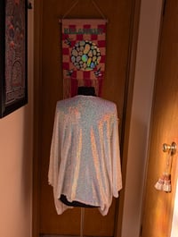 Image 1 of White iridescent sequin kimono