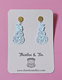 Image 2 of  Filigree Snowman Dangles