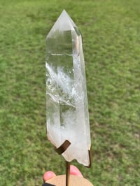 Image 6 of Polished Clear Quartz Crystal Point In Custom Stand #2901