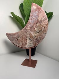 Image 3 of XL PINK AMETHYST MOON ON CUSTOM ROSE GOLD STAND -BRAZIL-