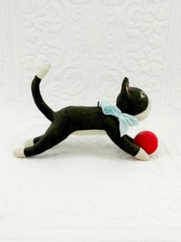 Image 2 of Playful Tuxedo Cat with Red Ball(free-standing or hanging figure)