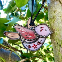Image 1 of Pink Folk Style Bird Suncatcher 
