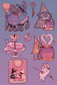 Love Potion Stickersheet - 4 x 6 - Holo Glitter Effect