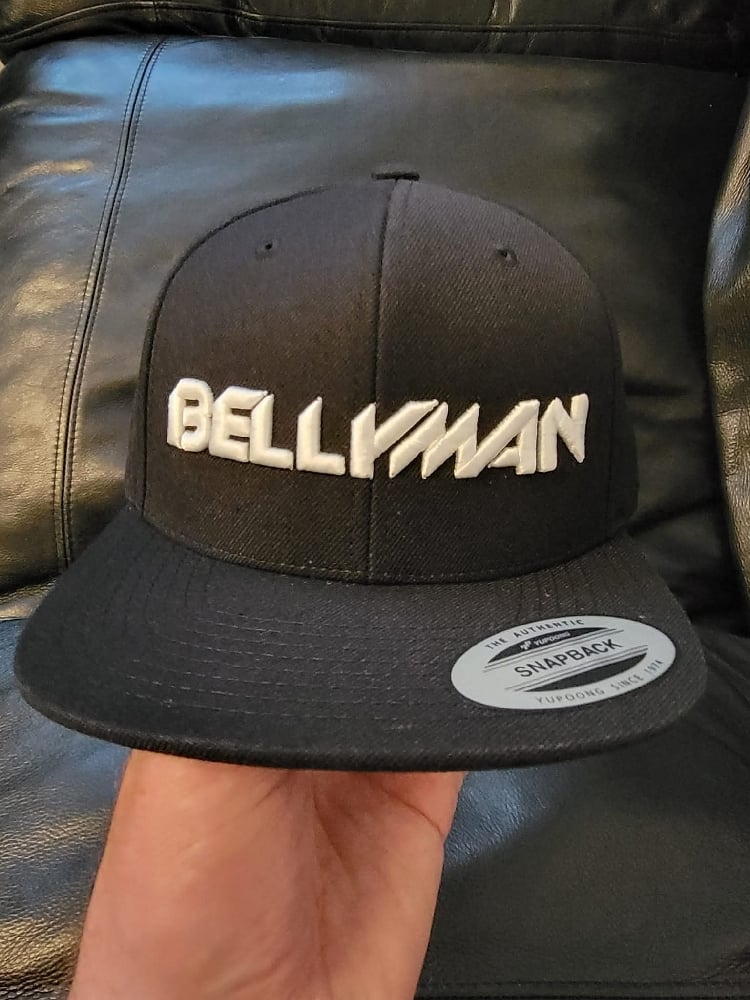 Image of Classic Bellyman Black Snapback Hat with White Writing