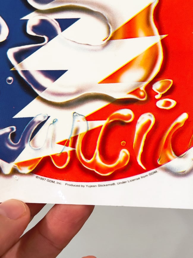Grateful Dead 1997 Garcia Water Hand 6” Sticker 