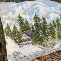 Image 1 of Vintage Barkcloth Alpine Mountain Cushion