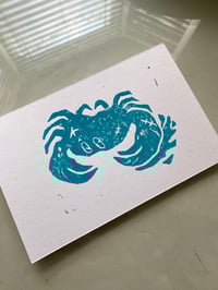 Image 1 of Battle-Scarred Crab Linocut Print
