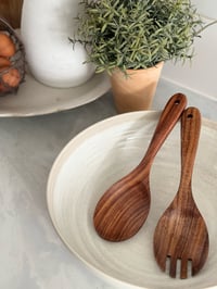 Image 1 of Acacia Wood Salad Servers Set 