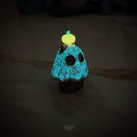 Image 11 of Glow in dark ghost mask, pumpkin, and spider black cat ceramic figurine (rainbow effect)