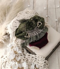 Image 2 of Newborn body-dress for photo shoots | Rini | khaki green | burgundy