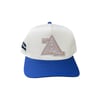 Art of Fame❌A-Team K Frame 5 Panel Hat/ Royal & Off White/ Premium Leather Tan Logo