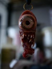 Image 14 of Color Burst Twisted tongue pendant, OOAK green purple orange blue Glow