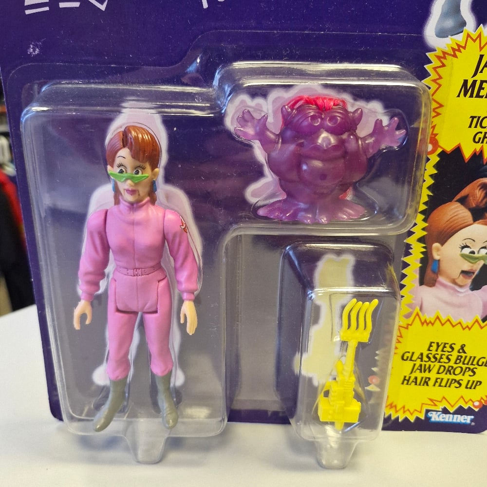 Image of Kenner The Real Ghostbusters Fright Features Janine Melnitz & Tickler Ghost Figure (Carded)