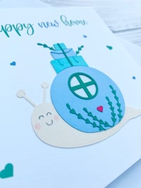 Image 5 of Happy New Home Snail Moving House Handmade Card - Cute Card for Housewarming