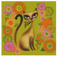 Image 2 of Mod Flower Kitty Full Size Diamond Painting by Miss Fluff