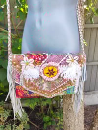 Image 3 of Chilean Bag -white tassles / fringes and Silver strap