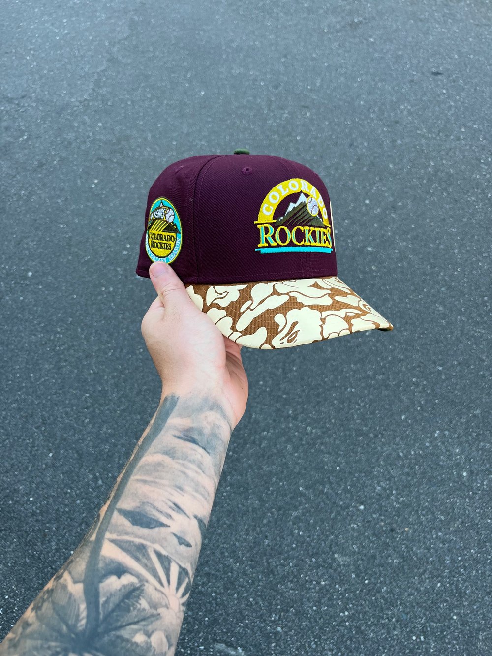 Image of OLIVE BRIM MULTI TONE COLORADO ROCKIES CUSTOM FITTED CAP
