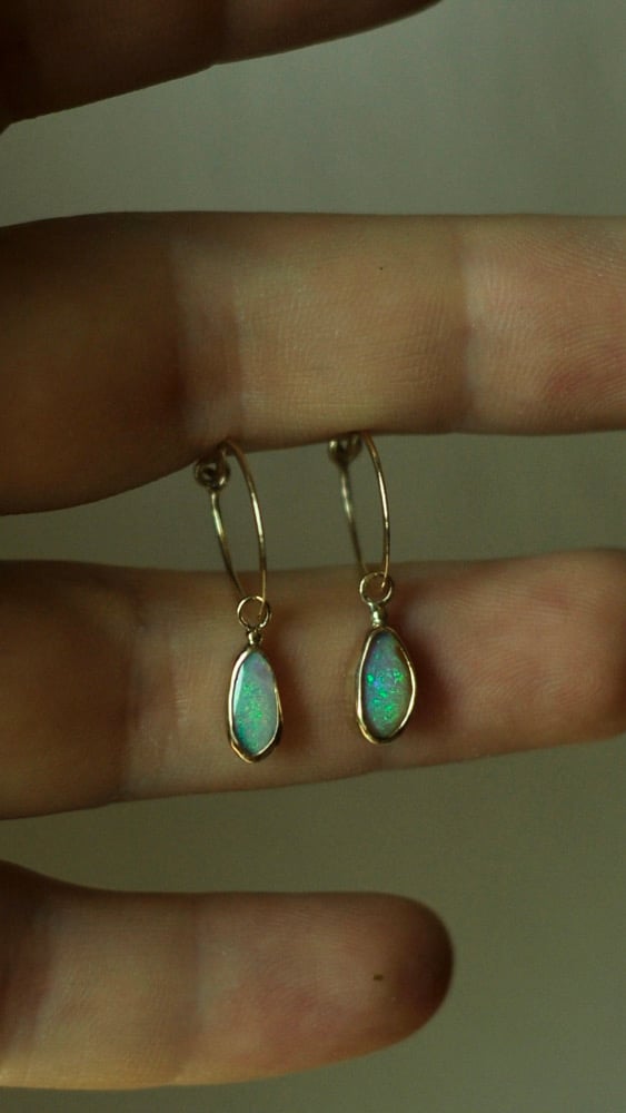 Image of Opal Gold hoops 