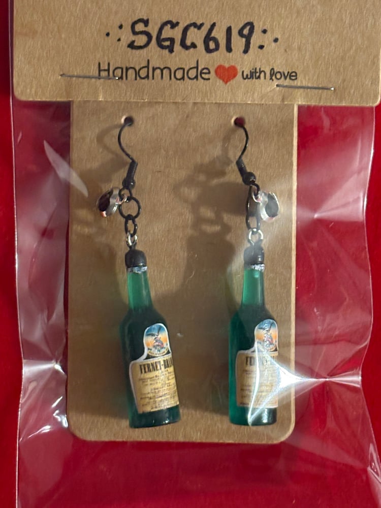 Image of Fernet mini bottle earrings 
