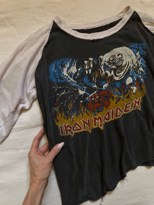 late 70s/early 80s Iron Maiden 3/4 sleeve raglan tee t shirt concert