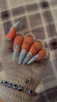 Image 4 of Nails - Long (Sky Blue Bling)