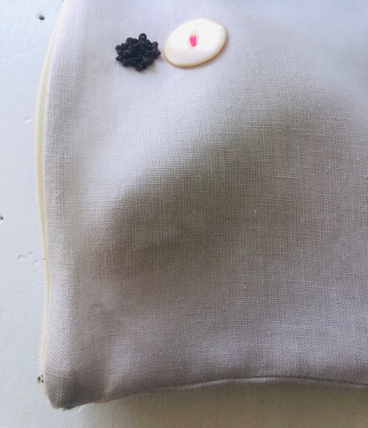 Image of celestine lavender bag with vintage ecru button 