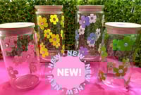Image 1 of 12oz Rainbow Flower Glass Tumbler